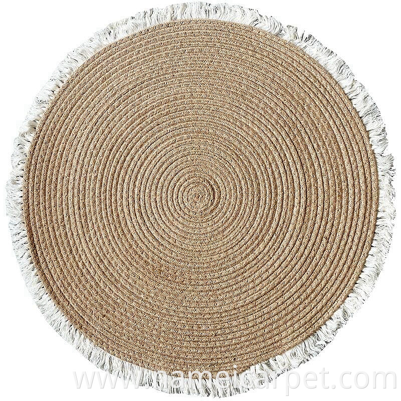 Living Room Jute Hemp Braided Woven Carpet Area Rugs Floor Mats